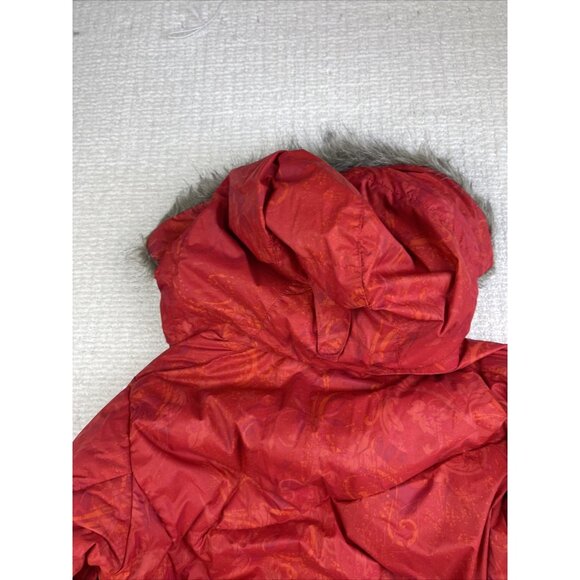 Columbia Titanium 550 Down OrangeRed AOP Floral Ski Parka Jacket Puffer Wom Sz M - Picture 15 of 16